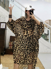 Loose Leopard Print Hood High-Low Sunscreen Shirt